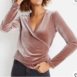 Madewell Velvet Top in Warm Brown/Tan Sz M
